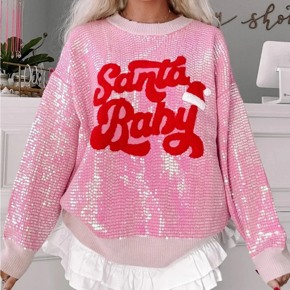 BIBI Santa Baby Sequin Sweater NEW XL - Picture 3 of 10